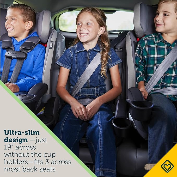 Safety 1st EverSlim 4-in-1 Convertible Car Seat, SecureTech Chest Clip, Ultra-Slim, 4-Mode Infant to Booster, Baby Car Seat, Fits 5-100 lbs, Memory Foam, Fiddlehead