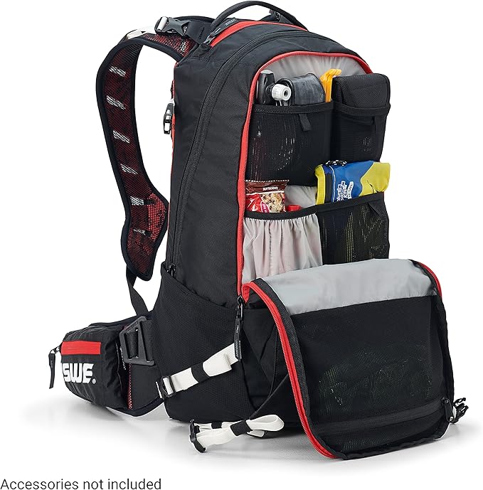 USWE Flow 25L - Backpack with Back Protector, for Bike, Mountainbike, MTB and E-MTB, Black