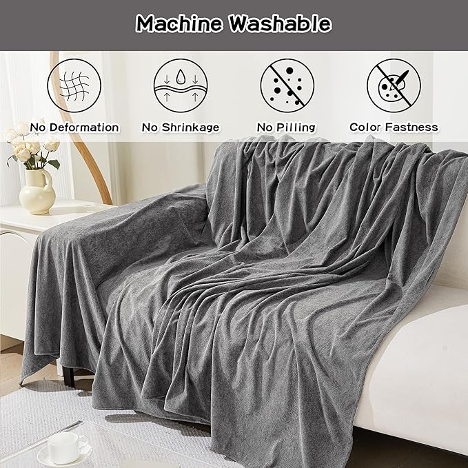MEETSKY Couch Cover for 3 Cushion Sofa Washable, Cat Scratch Proof Sofa Covers, Furniture Protector L Shape Sofa Slipcovers Soft Sectional Couch Covers for Dogs, 71" x 134", Grey