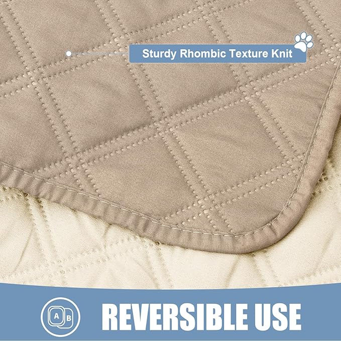 Smiry Waterproof Dog Bed Cover Pet Blanket, Soft Washable Dog Blanket for Furniture Bed Couch Sofa Reversible, Checkered (40"x70", Taupe/Beige)