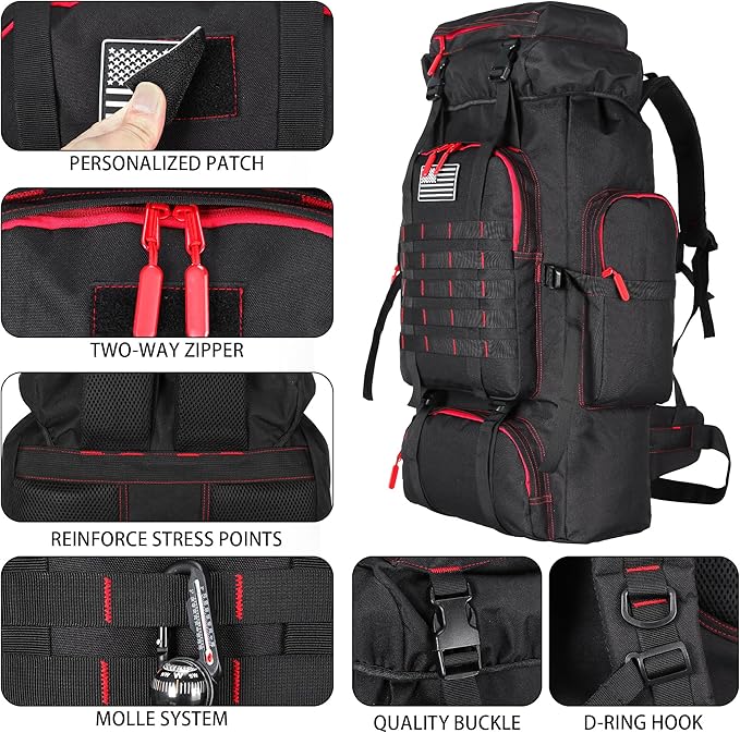 W WINTMING Hiking Backpack for Men 70L/100L Camping Backpack Military Rucksack Molle 3 Days Assault Pack for Climbing | Camping Backpack, 3 Days Assault Pack, for Climbing