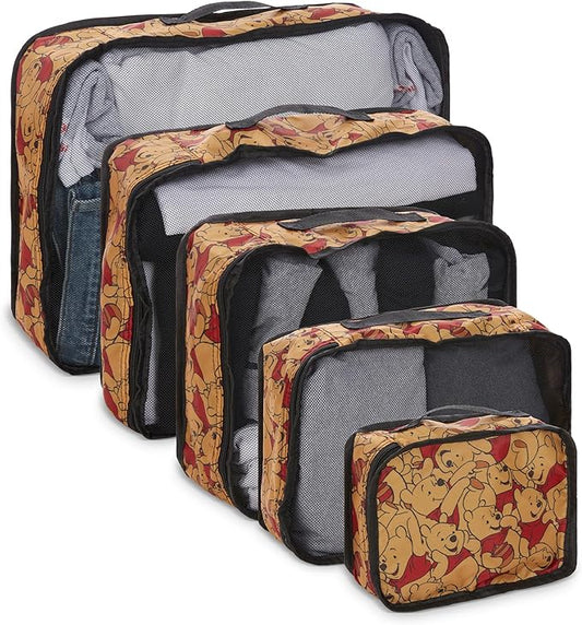 Disney Minnie Mickey Stitch Packing Cubes - Winnie the Pooh, Princess Cinderella, Cars, Toy Story 5 Piece Packing Cubes Compression - Travel Essential - Luggage Suitcase Organizer Set