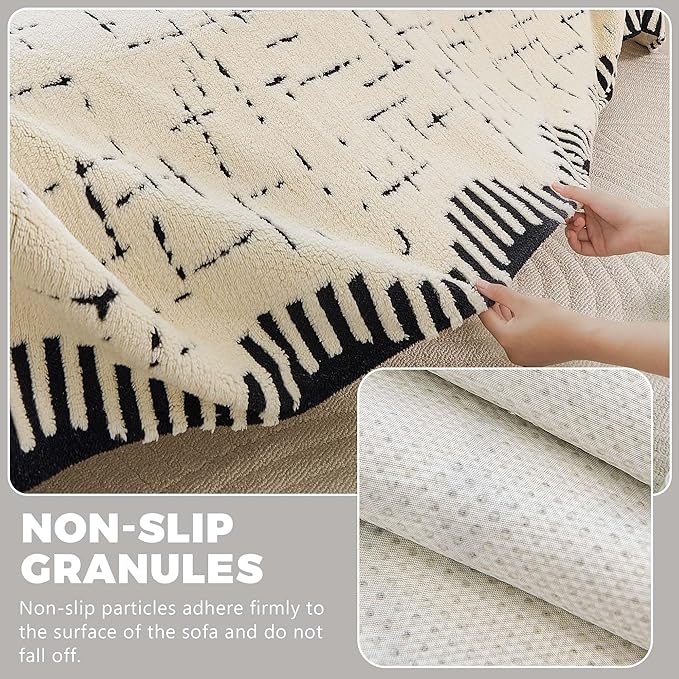 Sherpa Fleece Couch Cover for 3 Cushion Sofa, Beige, 71" x 134" - Pet Proof Sofa Covers Heavy Duty Scratch Resistant Pet Friendly Furniture Cover - Easy Install, Machine Washable