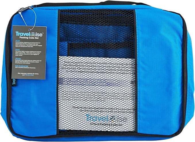 TravelWise Luggage Packing Organization Cubes 5 Pack, Blue, 2 Small, 2 Medium, 1 Large