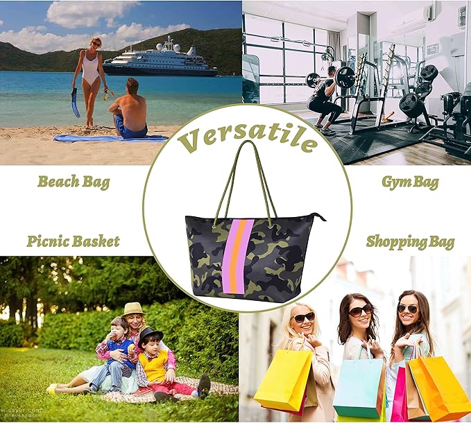 QOGiR Neoprene Multipurpose Beach Bag Tote with Inner Zipper Pocket … … … …