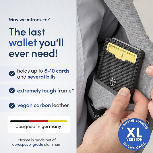 TRAVANDO Swype Slim Wallet for Men Metal RFID Blocking Mens Wallet Card Case (Without AirTag* Pocket)