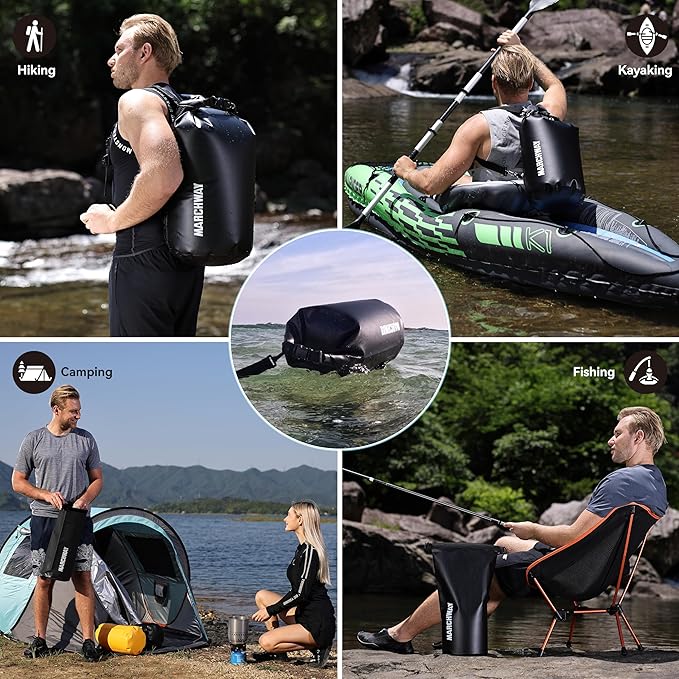 MARCHWAY Floating Waterproof Dry Bag Backpack 5L/10L/20L/30L/40L, Roll Top Sack Keeps Gear Dry for Kayaking, Rafting, Boating, Swimming, Camping, Hiking, Beach, Fishing