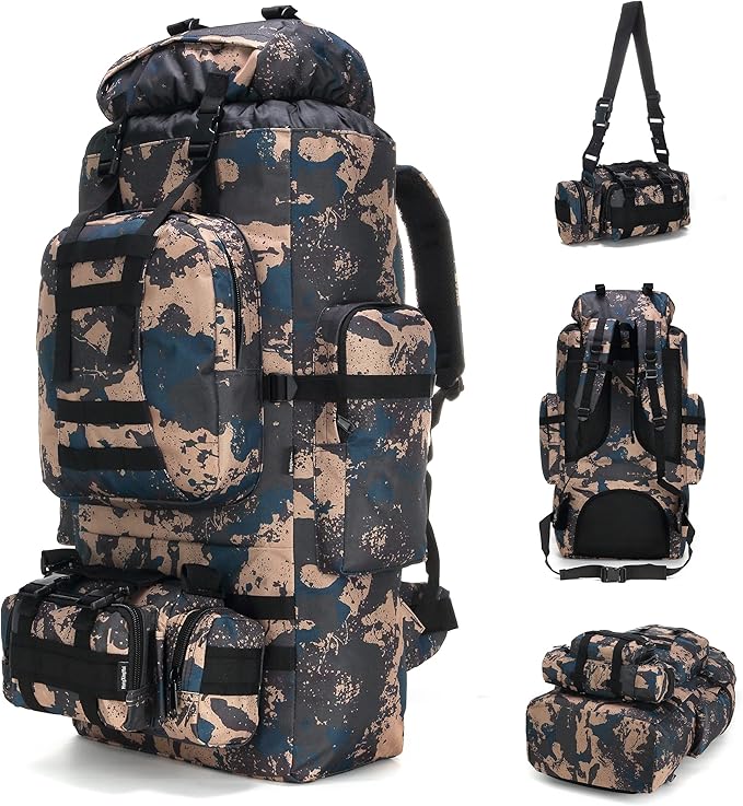King'sGuard 100L Camping Hiking Backpack Molle Rucksack Military Camping Backpacking Daypack