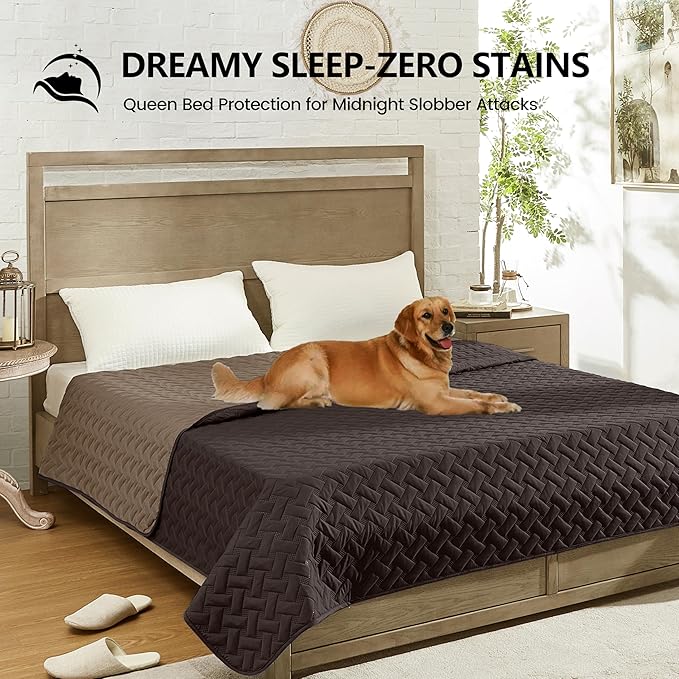 gogobunny 100% Double Sided Waterproof Dog Blanket Soft Pet Bed Cover Reversible Protect Furniture Couch Sofa Car for Puppy Cat (Dark Coffee/Light Coffee, 68x82 Inch (Pack of 1))