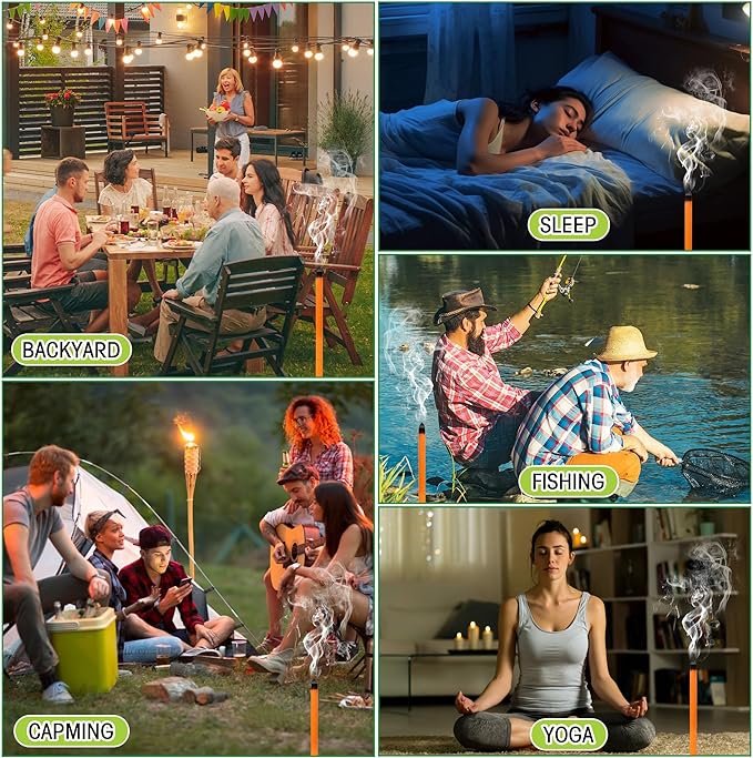 32 Pieces Mosquito Repellent Incense Sticks - DEET-Free Bug Repellent with Citronella & Lemongrass Oils - Natural Outdoor Insect Repellent for Patio, Camping, Travel - 2+ Hours Burn Time Each