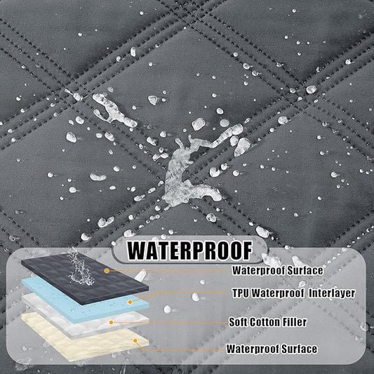 Smiry Waterproof Dog Bed Cover Blanket 52x82, Soft Reversible Pet Blanket, Washable Leakproof Cats Dogs Couch Cover for Sofa, Couch, Furniture, Lattice, Dark Grey/Beige