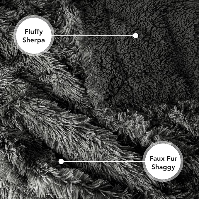 PetAmi Waterproof Dog Blanket for Medium Large Dogs, Calming Fleece Cat Blanket, Couch Protector Washable Sherpa Faux Fur Pet Throw for Puppy, Soft Reversible Leakproof 40x60 Tie-Dye Black