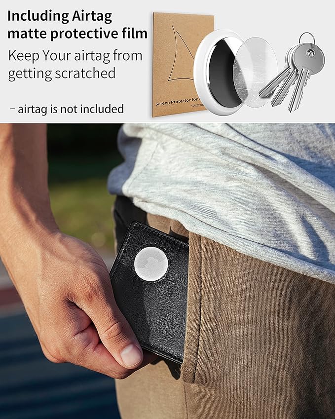 Mens Wallet With AirTag Holder, Bifold Leather RFID Blocking 1-2 ID Windows 12-13 Card Holders, Gift Box and Screen Protector Included, AirTag Not Included