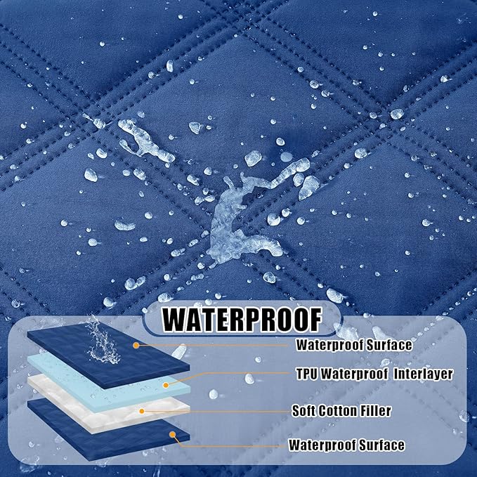 Smiry Waterproof Dog Bed Cover Blanket 40x70, Soft Reversible Pet Blanket, Washable Leakproof Cats Dogs Couch Cover for Sofa, Couch, Furniture, Lattice, Navy/Navy