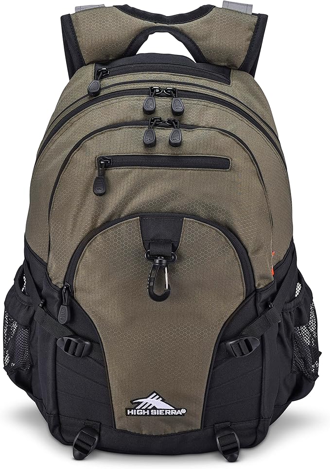 High Sierra Loop-Backpack, Travel, or Work Bookbag with tablet-sleeve, Olive, One Size
