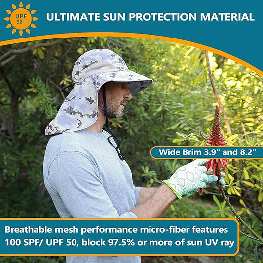 Solaris Sun Hat with Neck Flap, UPF 50 Sun Protection Lightweight Sun Cap for Men Women, Wide Brim Hat for Fishing Hiking