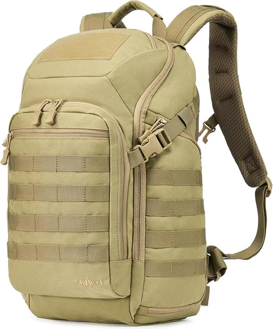 32L Military Tactical Backpack - Rugged Molle Assault Pack Fits 17 Inch Laptop for Survival Hiking Outdoor Travel Work (Tan)