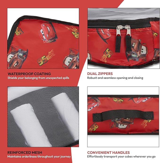 Disney Minnie Mickey Stitch Packing Cubes - Winnie the Pooh, Princess Cinderella, Cars, Toy Story 5 Piece Packing Cubes Compression - Travel Essential - Luggage Suitcase Organizer Set