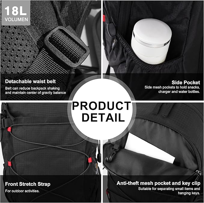MOUNTAINTOP 18L/25L/40L Hiking Backpack,Lightweight Travel Backpack with Rain Cover for Outdoor Backpacking, Camping