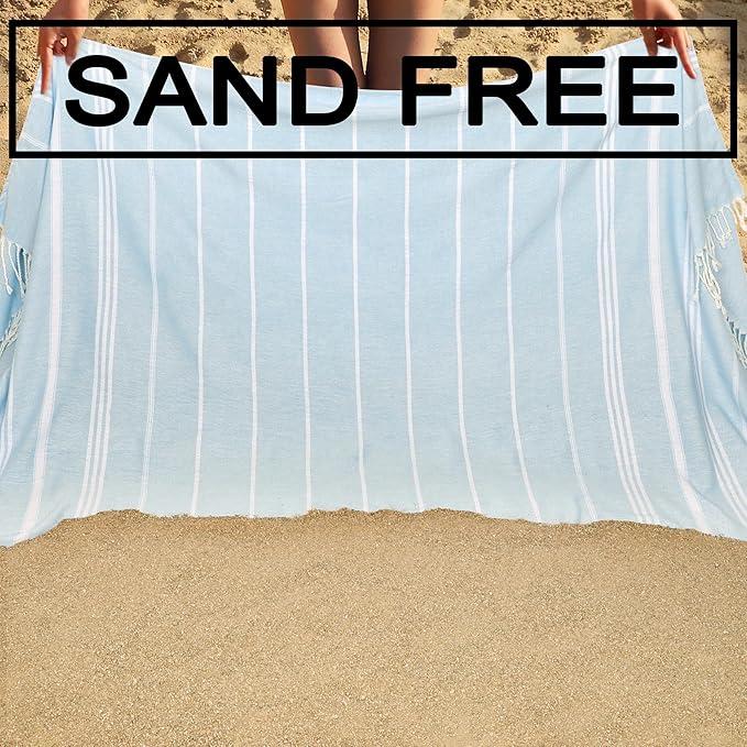 Beach Towel 2 Pack, Sand Free Oversized 39 x 72, Turkish Quick Dry Towel, Lightweight Pool Travel Towel, Cool Beach Essentials Super Absorbent