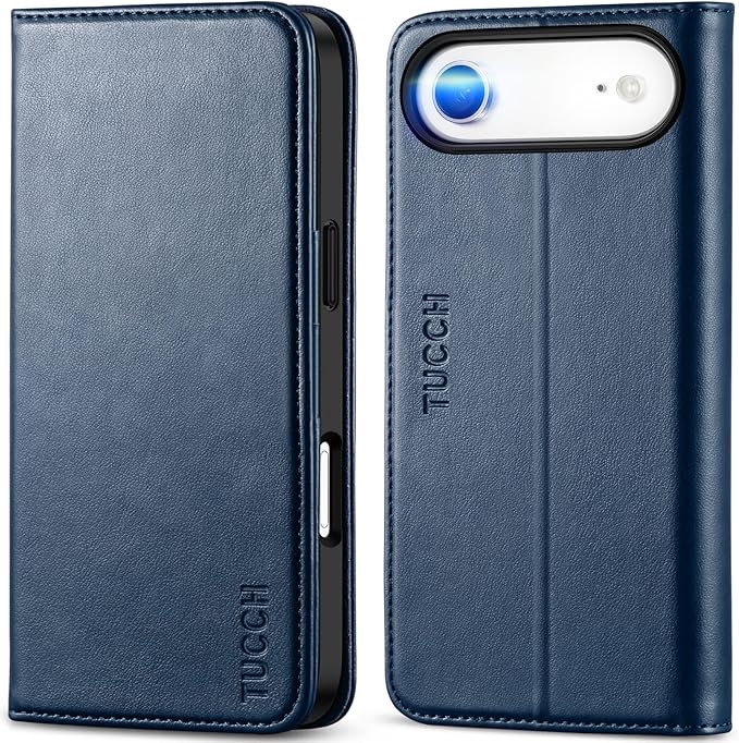 TUCCH Case Wallet for iPhone Air (6.5-Inch) 2025, 3 Card Slots | Kickstand | RFID Blocking | PU Leather | Protective Flip Folio Cover | TPU Shockproof Interior Shell | Deep Blue