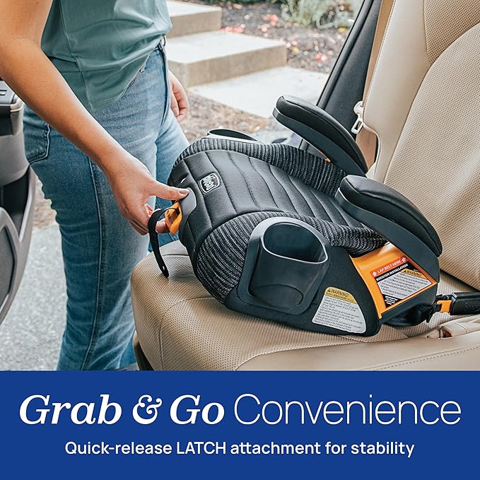 Chicco GoFit ClearTex Plus Backless Booster Car Seat, Latch Attachment, Quick-Release Latch Removal, Portable Car Booster Seat for Children at Least 4 Years Old and 40-110 lbs | Tropic/Green