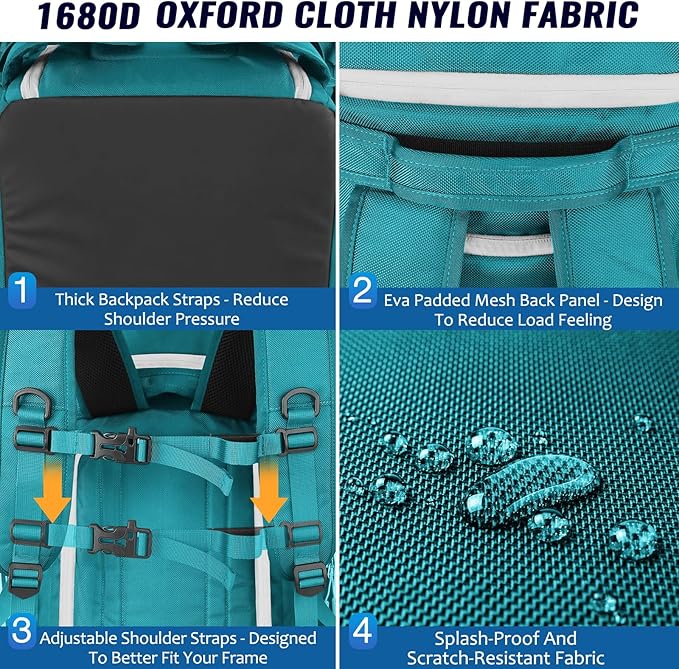 Ski Boot Bag, 65L Durable Travel Backpack, 1680D Nylon Waterproof Snowboard Boot Bag, Skiing and Snowboarding Travel Luggage for Helmet, Goggles, Gloves, Outerwear & Accessories