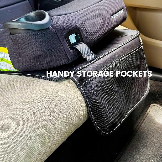 PIDO Car Seat Protector for Child Car Seat, 2 Pack Carseat Protector with Thick Padding and Storage Pockets, Waterproof Protection Cover Mat for Vehicle Leather Upholstery