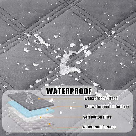 Smiry Waterproof Dog Bed Cover Blanket 82x82, Soft Reversible Pet Blanket, Washable Leakproof Cats Dogs Couch Cover for Sofa, Couch, Furniture, Lattice, Grey/Light Grey