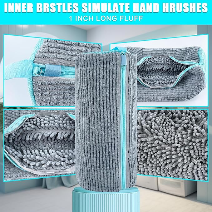 XXL Shoe Washing Machine Bag - 2-Pack Reusable Shoes Cleaning Bags, 360° Deep Clean for Tennis Shoes, Sneakers and Slippers, Includes 2 Shoe Storage Dust Bags (Gray)