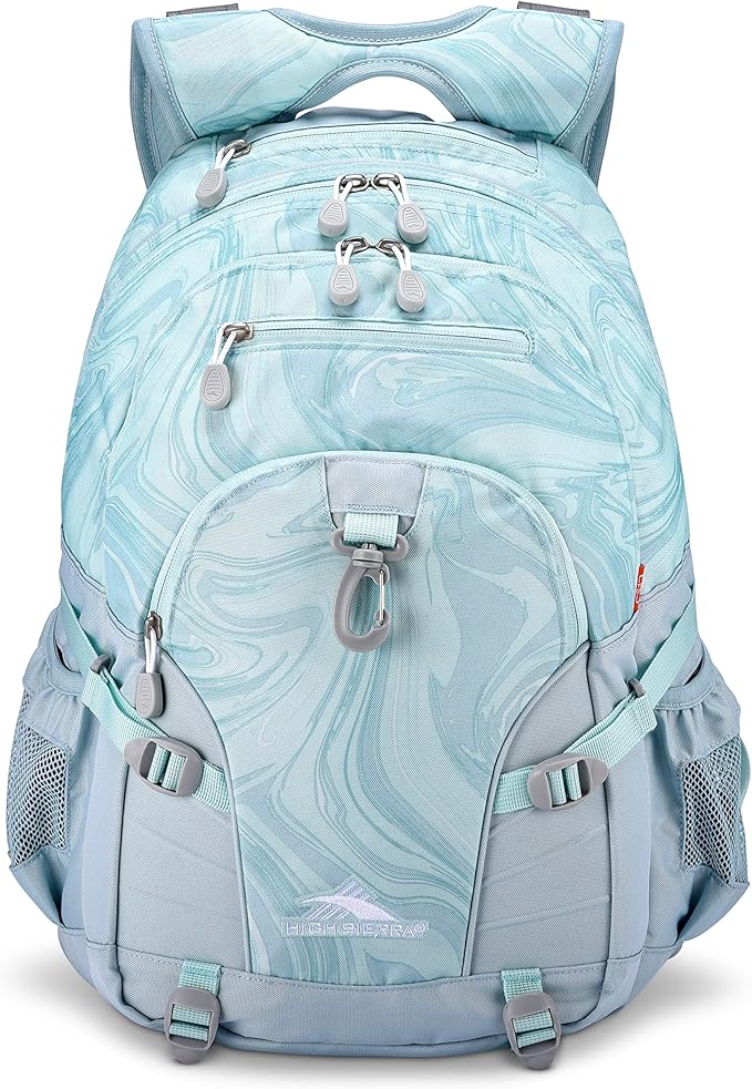 High Sierra Loop-Backpack, Travel, or Work Bookbag with tablet-sleeve, Marble, One Size