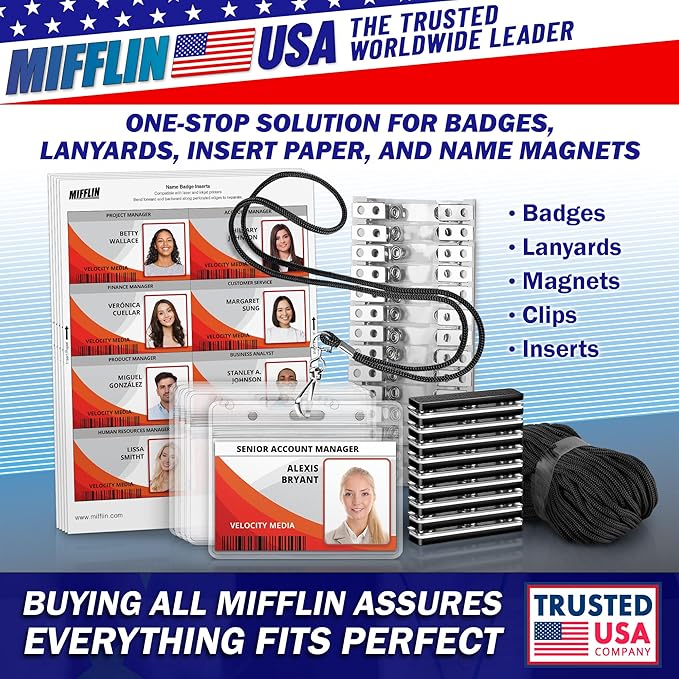 Mifflin-USA Passport & Card Holders (Clear, 4x6 Inches, 100 Pack), Extra Large ID Name Badge Holder, Zipperless Vertical Plastic Card Holders