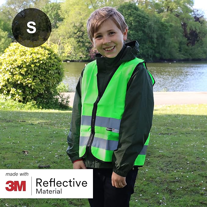 Salzmann Children's High Visibility Vest - Reflective Safety Vest with Zipper - Made with 3M Reflective Material