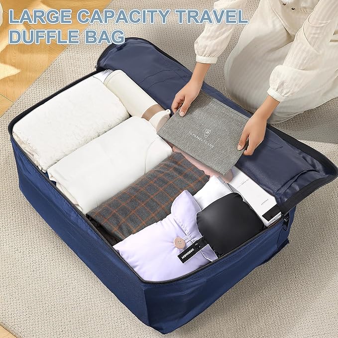 80L Foldable Travel Duffle Bag for Men and Women - Large Collapsible Duffel Bag - Waterproof Overnight Weekender Bag for Travel, Moving