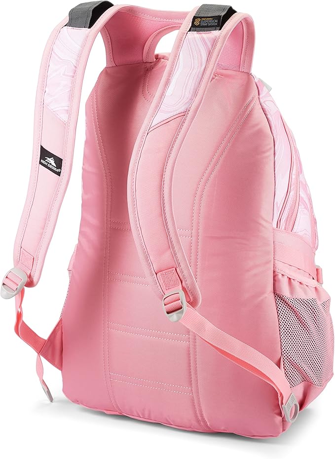 High Sierra Loop Backpack, Travel, or Work Bookbag with tablet sleeve, One Size, Pink Marble - Bubblegum Pink