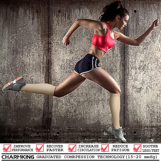 CHARMKING Compression Socks for Women and Men Circulation 4 Pairs 15-20 mmHg Best Support for Athletic Running Cycling