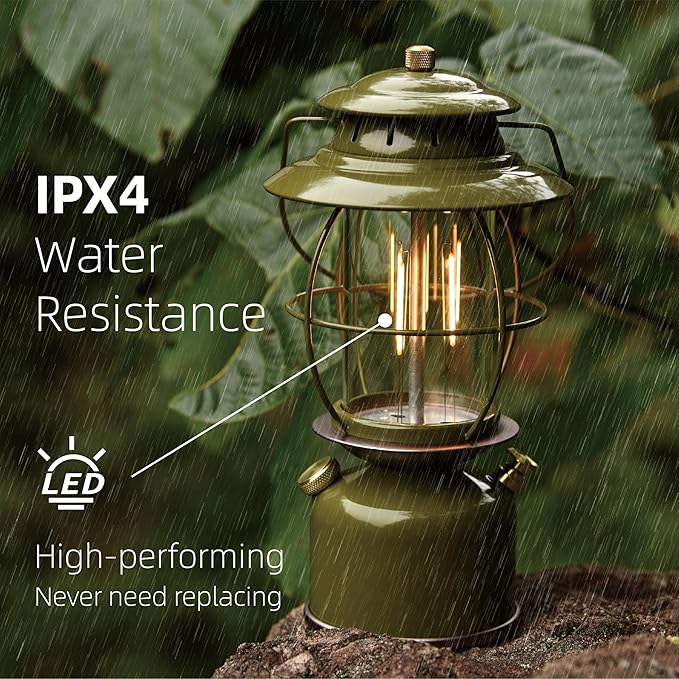 Metal Vintage LED Camping Lantern, 6800mAh Rechargeable Battery Last 17-500 Hours Camping Lamp, Large Dimmable Hanging Lantern, Retro Camping Light with Hook for Courtyard Outdoor Decoration