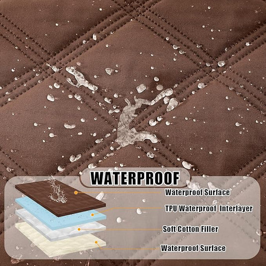 Smiry Waterproof Dog Bed Cover Blanket 40x50, Soft Reversible Pet Blanket, Washable Leakproof Cats Dogs Couch Cover for Sofa, Couch, Furniture, Lattice, Brown/Beige