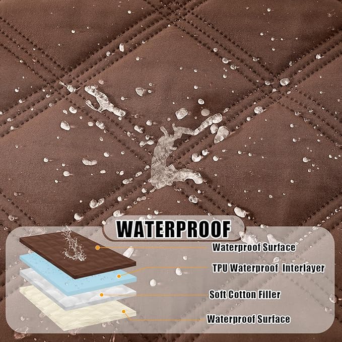 Smiry Waterproof Dog Bed Cover Blanket 68x82, Soft Reversible Pet Blanket, Washable Leakproof Cats Dogs Couch Cover for Sofa, Couch, Furniture, Lattice, Brown/Beige