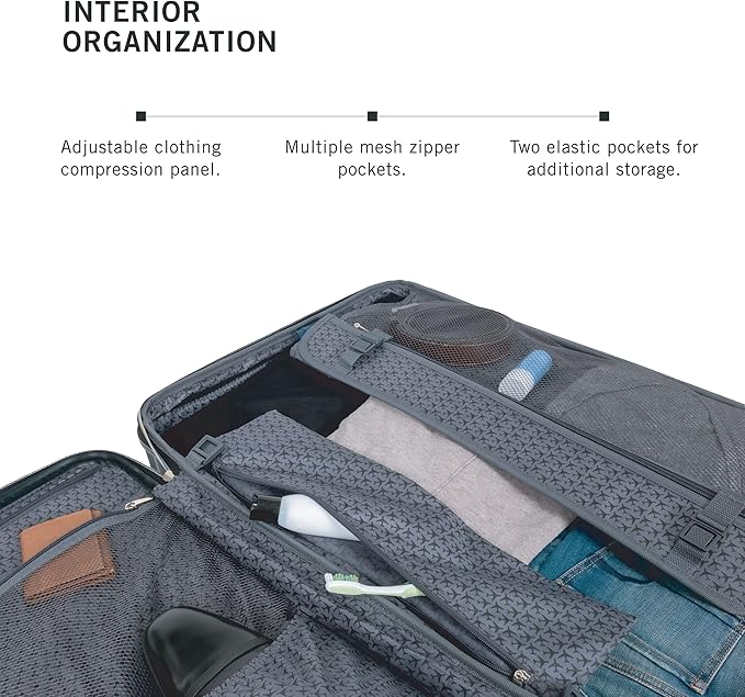 Kenneth Cole REACTION Madison Square Lightweight Hardside Chevron Expandable Spinner Luggage, Rose Gold, 28-Inch Checked