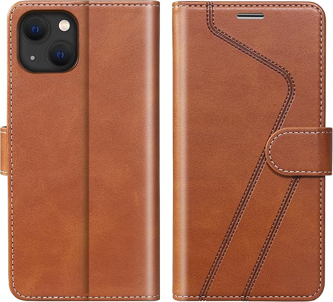 CIVICASE for iPhone 15 Plus Wallet Case,Leather Flip Case RFID Blocking Credit Card Holder Folio Magnetic Stand TPU Shockproof Cover Compatible with iPhone 15 Plus Brown