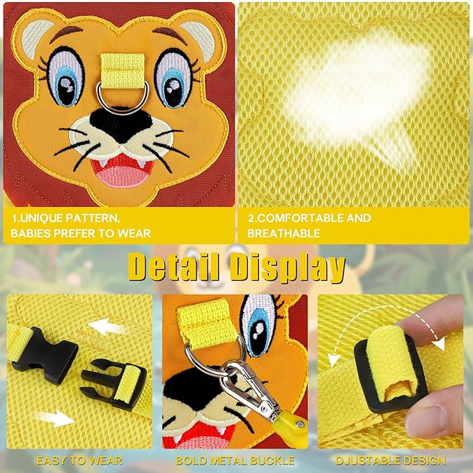 Toddlers Leash + Anti Lost Wrist Link Child Kids Safety Harness Kids Walking Wristband Assistant Strap Belt for Boys Pink Christmas Gift (Yellow)