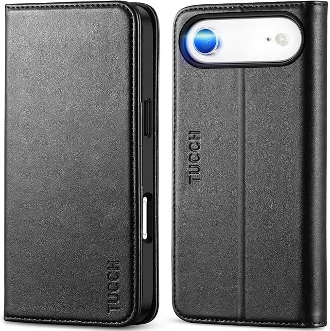 TUCCH Case Wallet for iPhone Air (6.5") 2025, RFID Blocking 3 Card Holders | Kickstand | PU Leather | Protective Flip Folio Cover | TPU Shockproof Interior Shell | Black