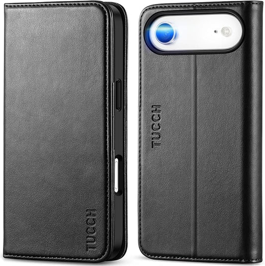 TUCCH Case Wallet for iPhone Air (6.5") 2025, RFID Blocking 3 Card Holders | Kickstand | PU Leather | Protective Flip Folio Cover | TPU Shockproof Interior Shell | Black
