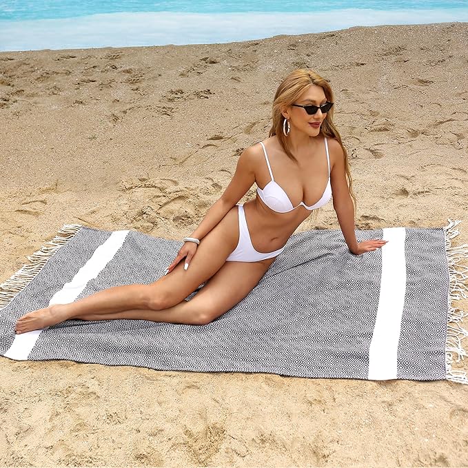 Beach Towel 2 Pack,Sand Free Beach Towels Oversized 39 x 72, Diamond Turkish Beach Towel Quick Dry,Lightweight Pool Towels for Adults Travel Towel,Cool Beach Essentials