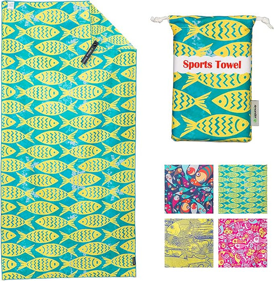 4Monster Microfiber Beach Towel Quick Dry,Super Absorbent Lightweight Travel Towel for Swimmers, Sand Free Camping Towel, Beach Towels for Pool,Swim,Water Sports,Yoga