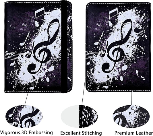 Music Note Passport Holder for Women and Men PU Leather Passport Cover for Travel