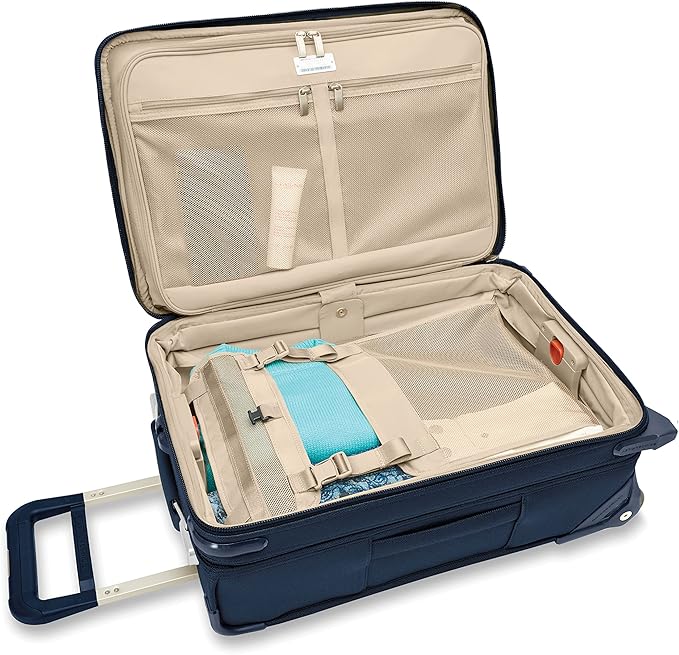 Briggs & Riley Essential 22" 2-Wheel Expandable Carry On - Luggage for Travel, Suitcases with Wheels, Softside Rolling Bag for Men & Women, Self-Repairing Zipper - Baseline Collection, Navy