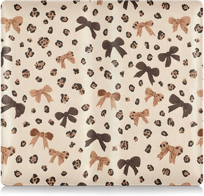 Leopard Bow Car Registration and Insurance Holder Leather Vehicle Document Glove Box Organizer for License Cards Accessories