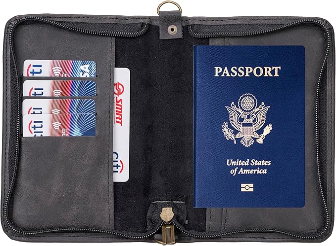 Personalized Leather Passport Holder, Handmade Travel Wallet with Card Slots, Pen Slot | Protector, Custom Engraved Passport Case for Men, Women or Family Organizer